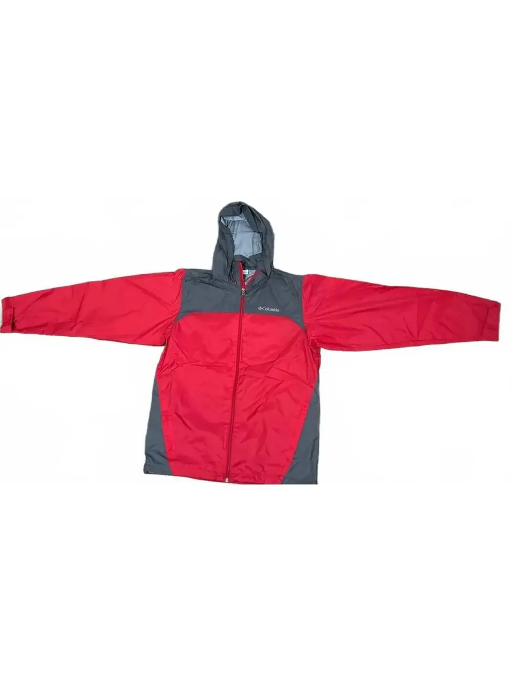Columbia Windbreaker Jacket Full Zip Men's Hooded Full Zip Red Gray Size Small